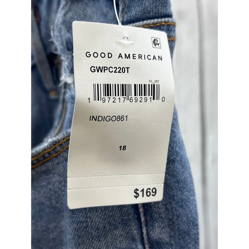 NWT Good American Plus Size 18 Palazzo Wide Leg Cropped High Rise Blue Jeans - Picture 3 of 5